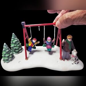 Vintage Lemax Dickensvale Collectibles Porcelain Park Swing